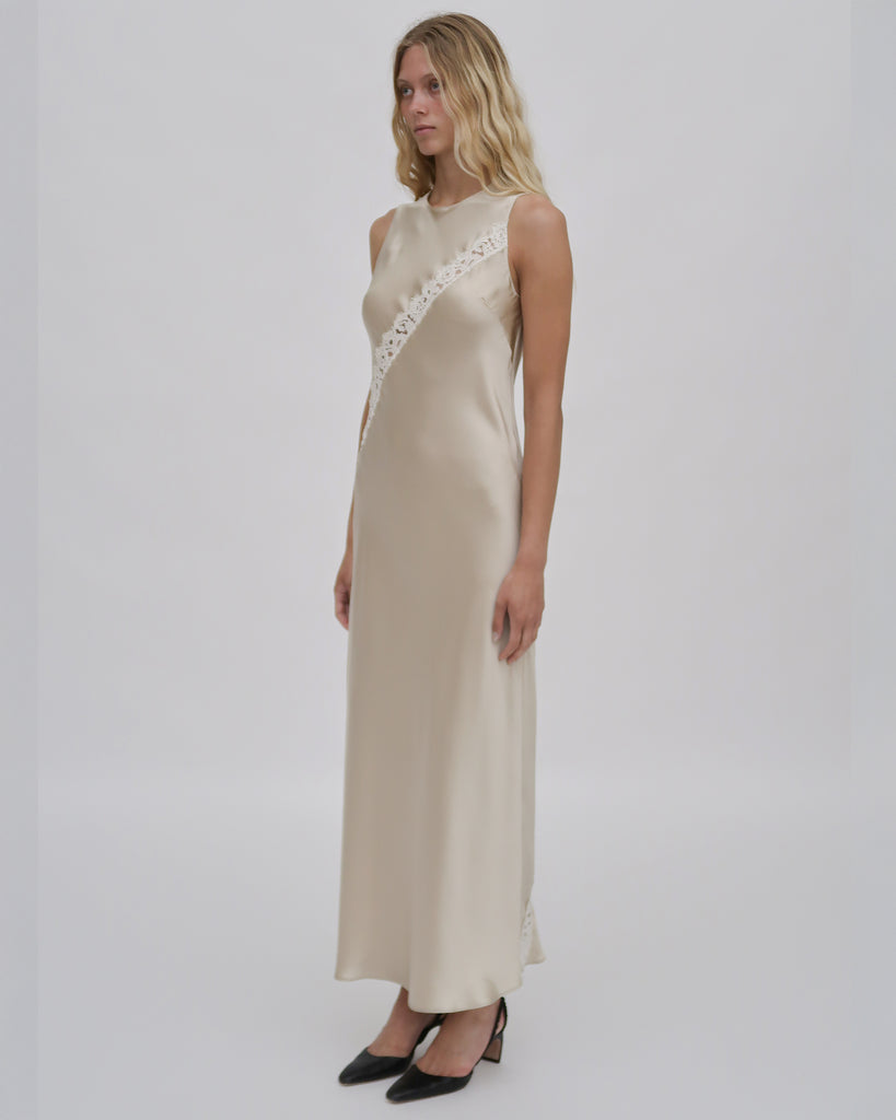 BIAS LACE PANEL DRESS