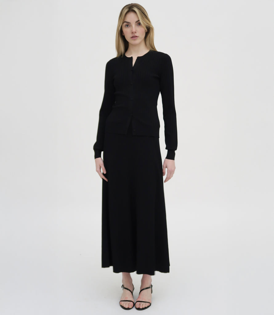 RIB FLARED SKIRT