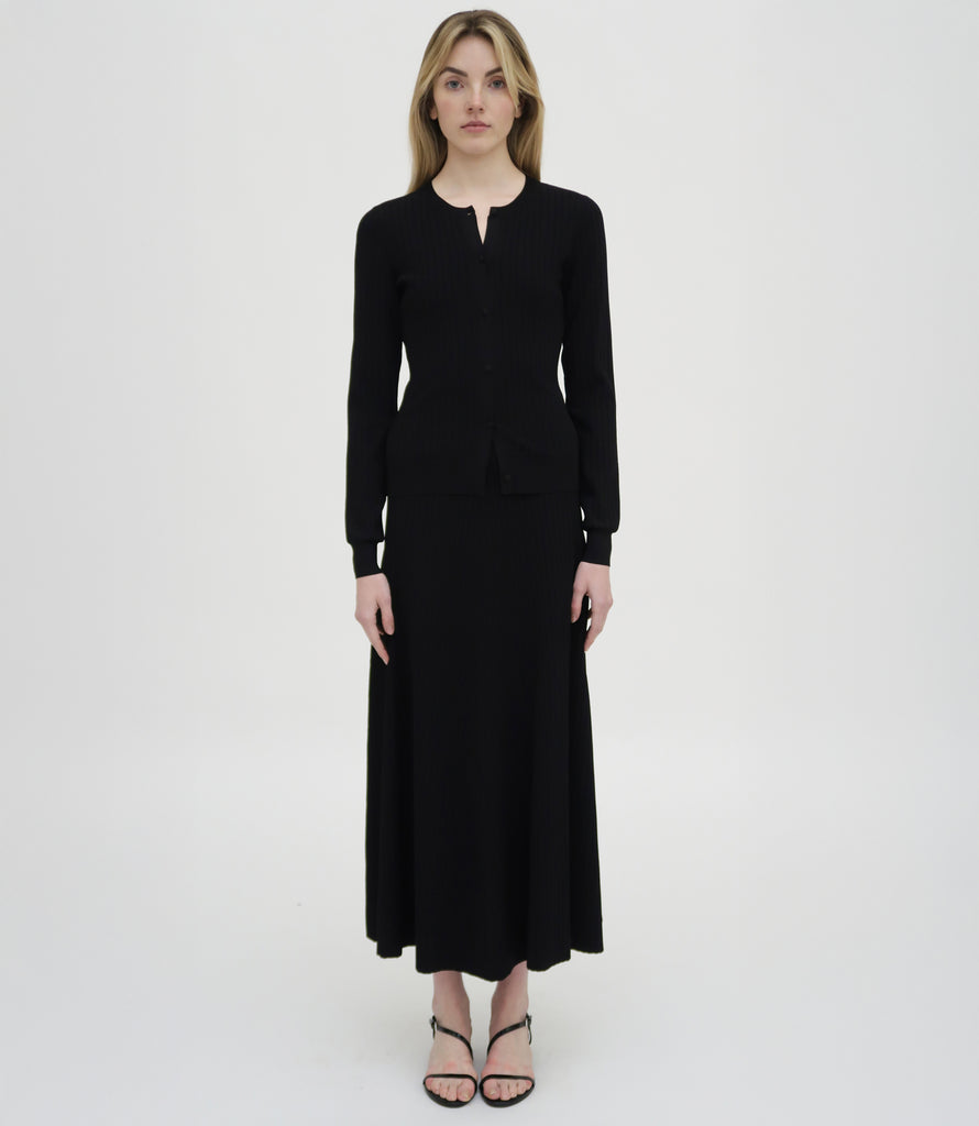 RIB FLARED SKIRT