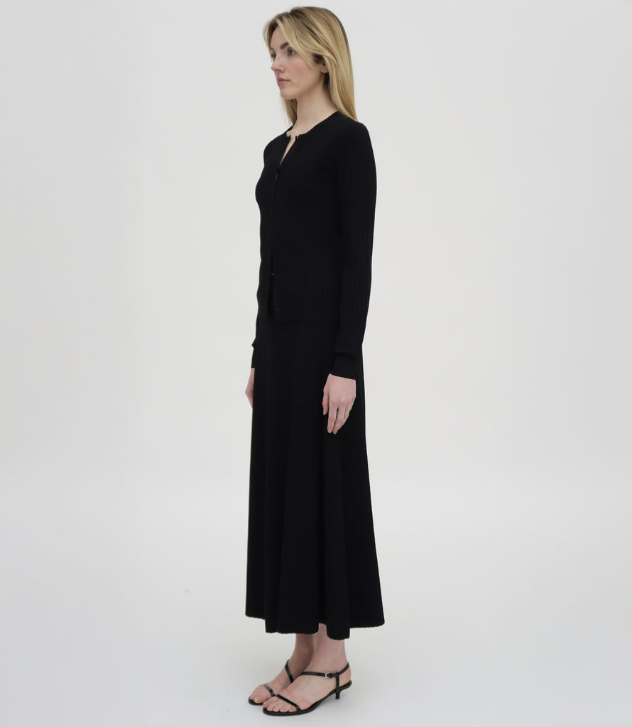 RIB FLARED SKIRT