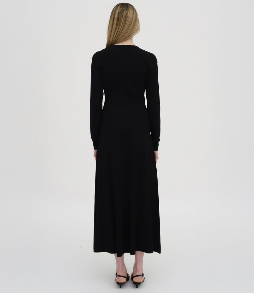 RIB FLARED SKIRT