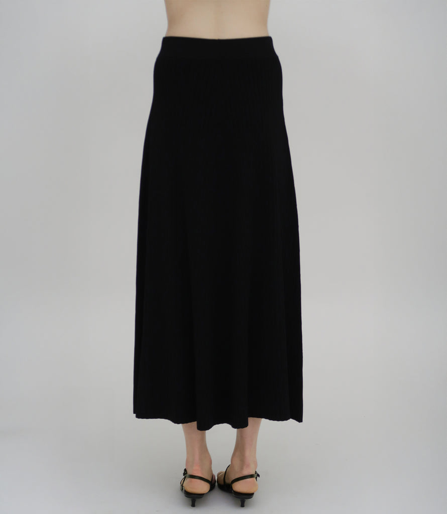 RIB FLARED SKIRT