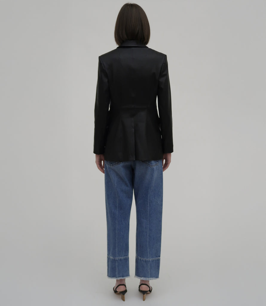 Peak Lapel Leather Jacket