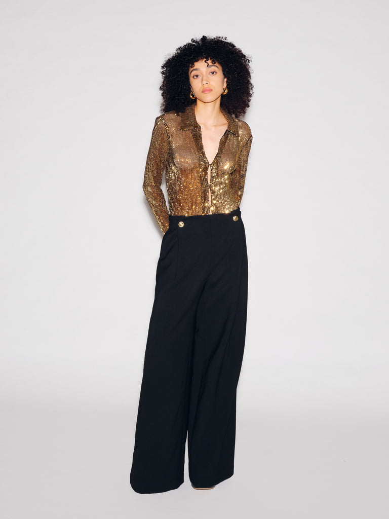 SLIM SHIRT - SEQUIN MESH