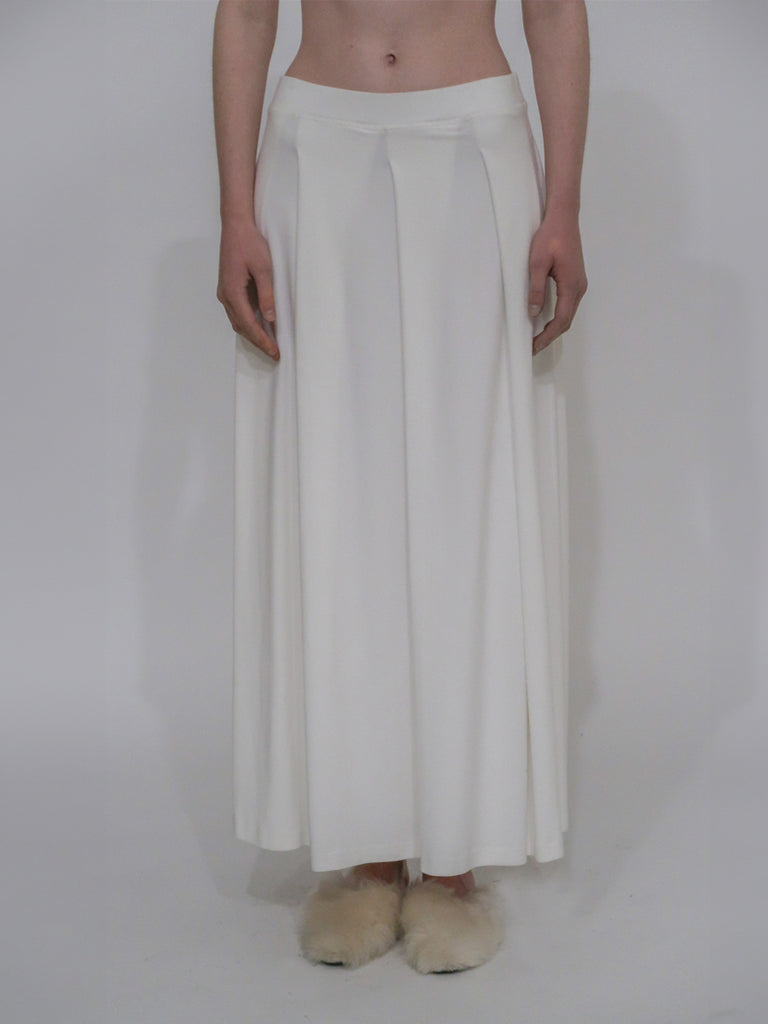 PULL-ON PLEATED MAXI SKIRT - SOLID INTERLOCK