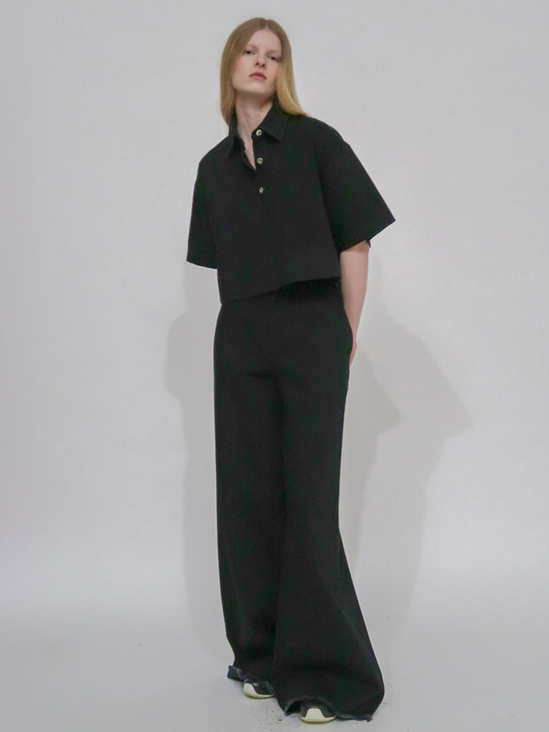 WIDE FLARE PANT - BLACK DENIM