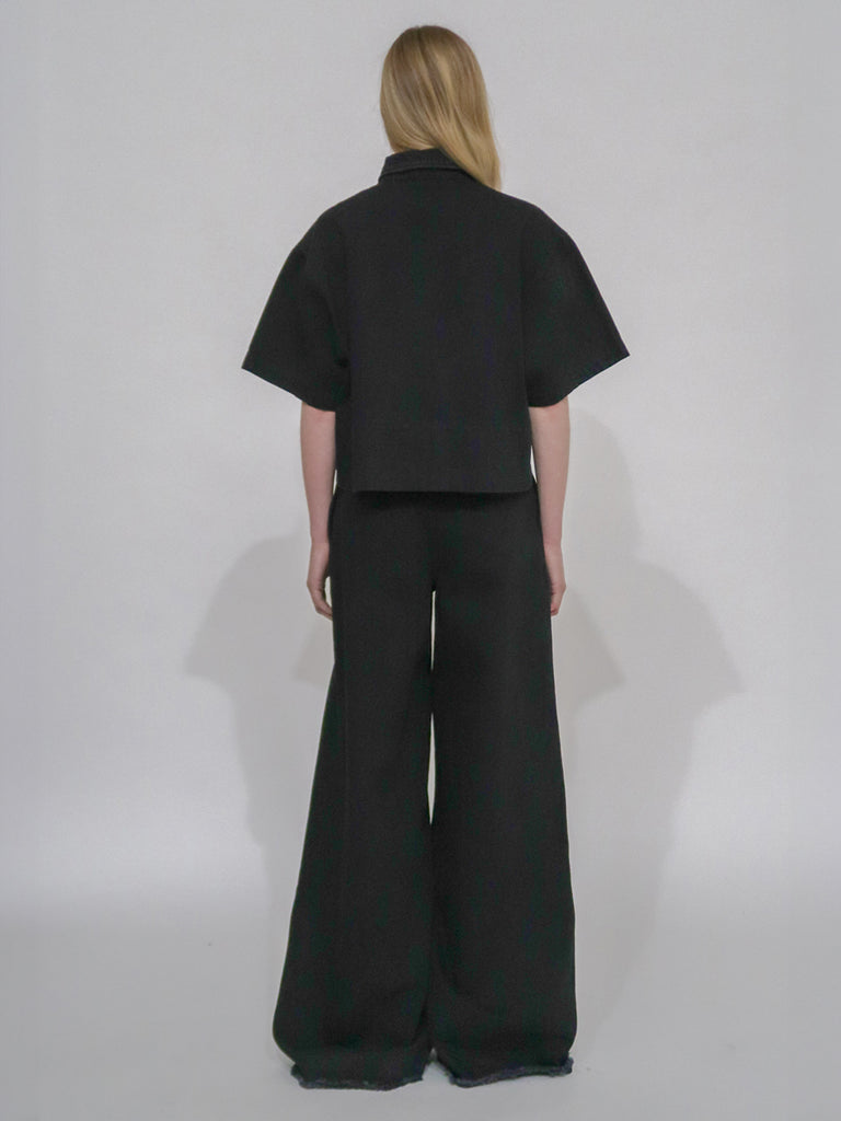 WIDE FLARE PANT - BLACK DENIM